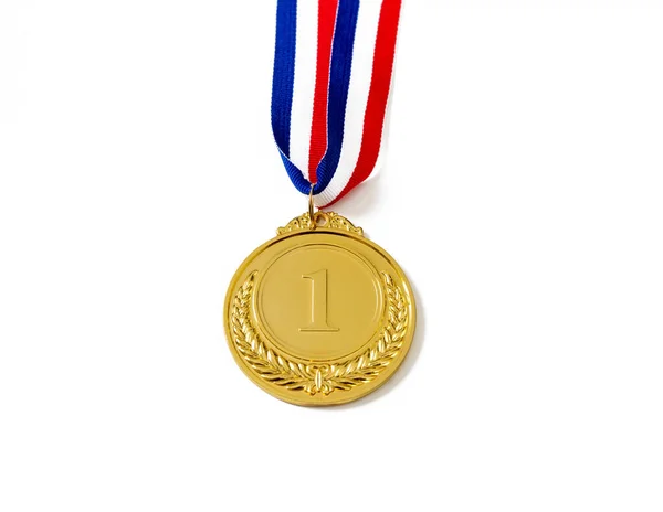 Medalla Oro Trofeo Campeón Cinta Premio Deporte Para Atleta Ganador — Foto de Stock