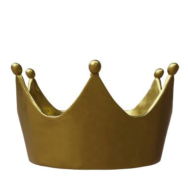 Altın taç beyaz, kraliyet kral kraliçe sembolü, 3 boyutlu.