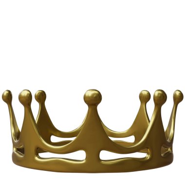 Altın taç beyaz, kraliyet kral kraliçe sembolü, 3 boyutlu.