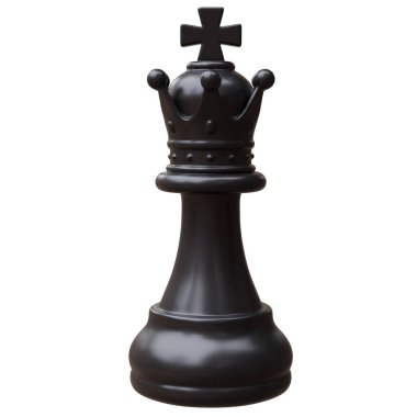 Satranç kralı, siyah renkli satranç taşı, beyaz üzerine izole edilmiş, iş stratejisi, 3D sunum