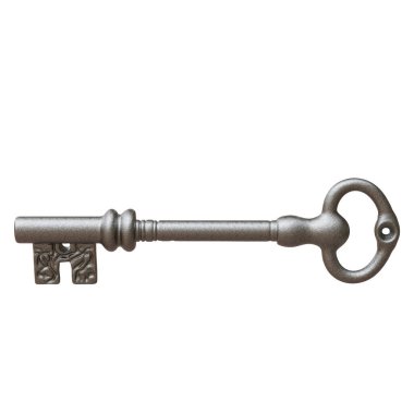 Eski anahtar beyaz, 3D render üzerinde izole edilmiş