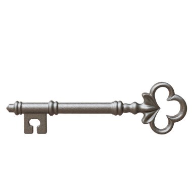 Eski anahtar beyaz, 3D render üzerinde izole edilmiş