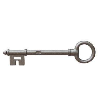 Eski anahtar beyaz, 3D render üzerinde izole edilmiş