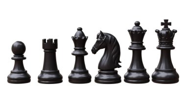 Siyah satranç taşları beyaza sabitlenmiş. İş stratejisi konsepti, 3D render