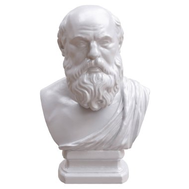 Sokrates Antik Yunan filozof heykeli, mermer büst beyaz, 3D renkte izole