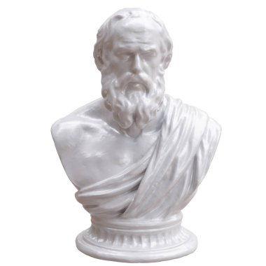 Antik Yunan filozof heykeli, beyaz üzerine izole edilmiş mermer büstü, 3 boyutlu
