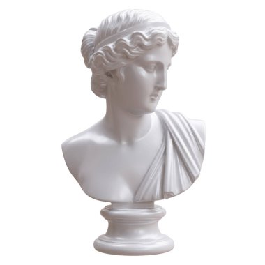 Venüs mermer heykel büstü, Afrodit heykeli beyaz üzerine izole edilmiş, 3D