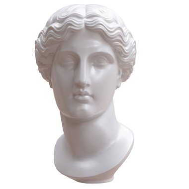 Venüs mermer heykel başı, Afrodit heykeli beyaz üzerine izole edilmiş, 3 boyutlu.