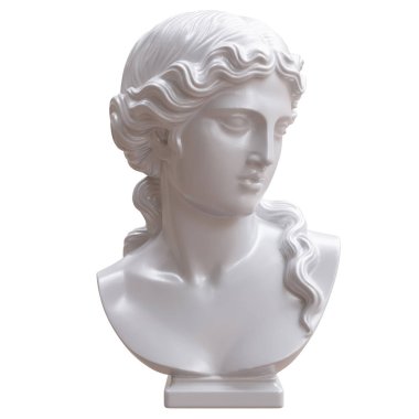 Venüs mermer heykel başı, Afrodit heykeli beyaz üzerine izole edilmiş, 3 boyutlu.