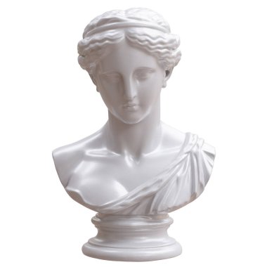 Venüs mermer heykel büstü, Afrodit heykeli beyaz üzerine izole edilmiş, 3D