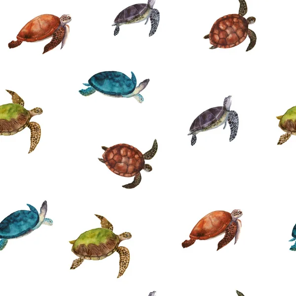 Watercolor Turtles Watercolor Turtles Seamless Pattern Seamless Pattern Your Fabric — Stock Photo, Image