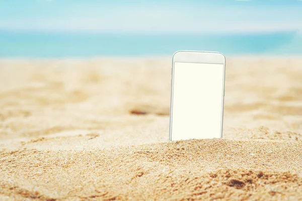 Smartphone Sand Strand Sommer — Stockfoto
