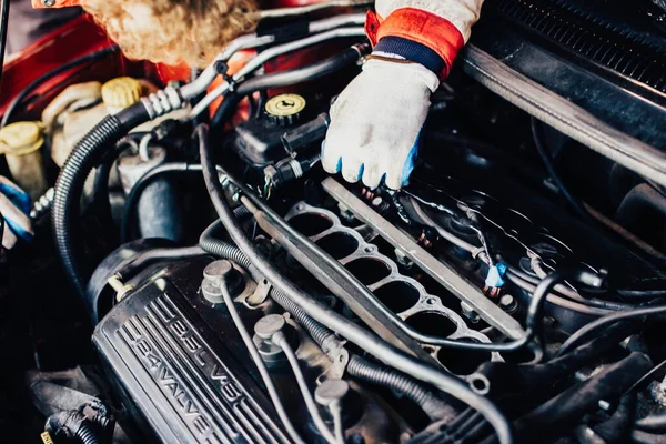 Insugningsrör Packning För Motor Med Motor — Stockfoto