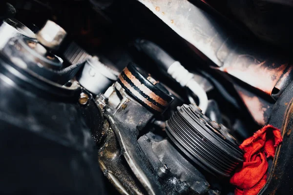 Polea Del Cigüeñal Del Coche Reparación Del Motor —  Fotos de Stock