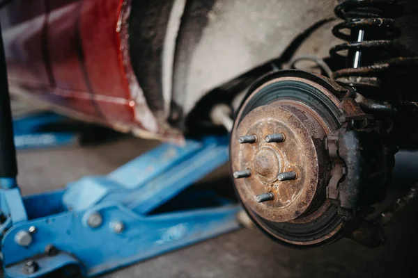 old car repair on service station