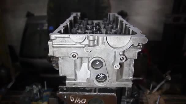 Двигатель Автомобиля Дизельный Двигатель Ремонт Гараже — стоковое видео