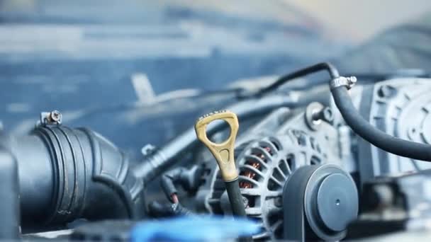 汽车维修 工作汽车发电机安全带的镜头 — 图库视频影像