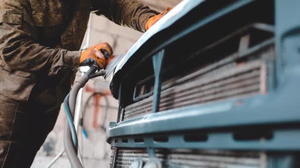 Polimento Massa Corpo Carro Restauração Trabalho Corpo Pintura — Vídeo de Stock