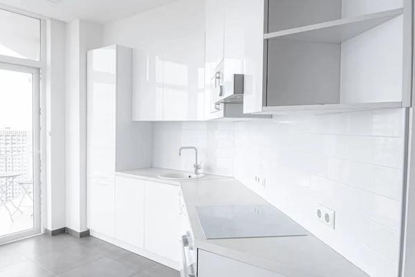 White Modern Kitchen Built Appliances — Stock Photo, Image