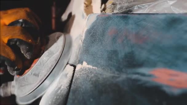 Repararea Corpului Mașinii Lustruirea Chitului Mașină Lustruit — Videoclip de stoc
