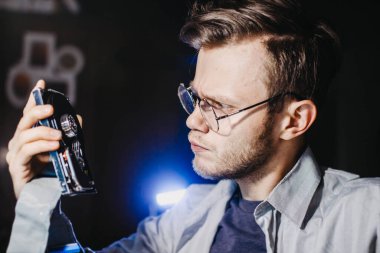 young man working in the studio