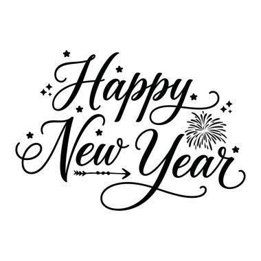 Tatil sezonu için havai fişek şenlikli tipografi tasarımıyla mutlu yıllar.