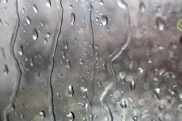 Close-up on rain drops on a window — Stock Photo, Image