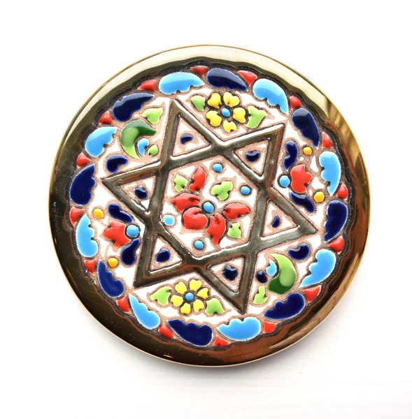 Decoratieve coaster met gouden ster van de Joodse — Stockfoto