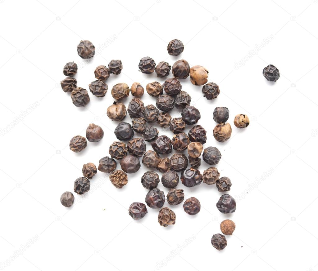 Black peppercorns, isolated