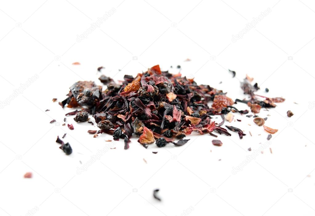 Red berry herbal tea (tisane) with rooibos - isolated