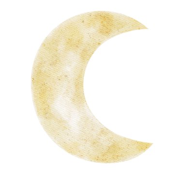 Elle çizilmiş suluboya klip olarak gösterilen yumuşak dokulu tonlarda altın hilal bebek için ideal ortamı kırtasiye malzemesi, duvar dekorları, yeni doğan koleksiyonu için parti tasarımı.