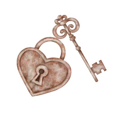 Bu suluboya çizimi, Valentine markası, retro kart tasarımları, dijital planlamacılar ve basılabilir el sanatları için harika.