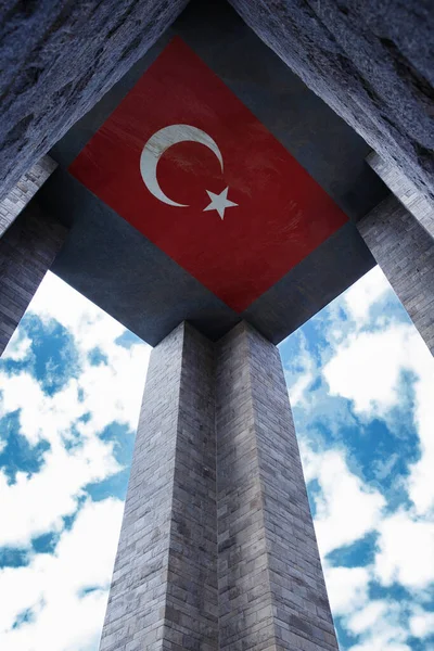Denkmal Der Märtyrer Von Canakkale Gegen Die Straße Der Dardanellen — Stockfoto