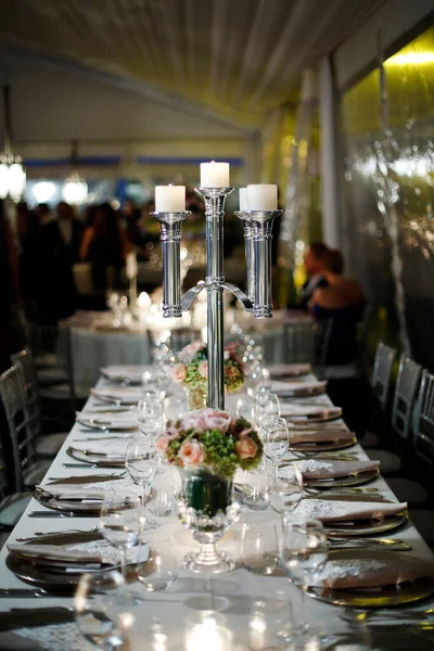 Matrimonio Ospite Pranzo Tavolo Decorazioni Cerimonia Nozze Cena — Foto Stock