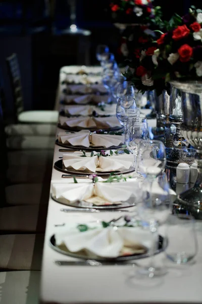 Matrimonio Ospite Pranzo Tavolo Decorazioni Cerimonia Nozze Cena — Foto Stock