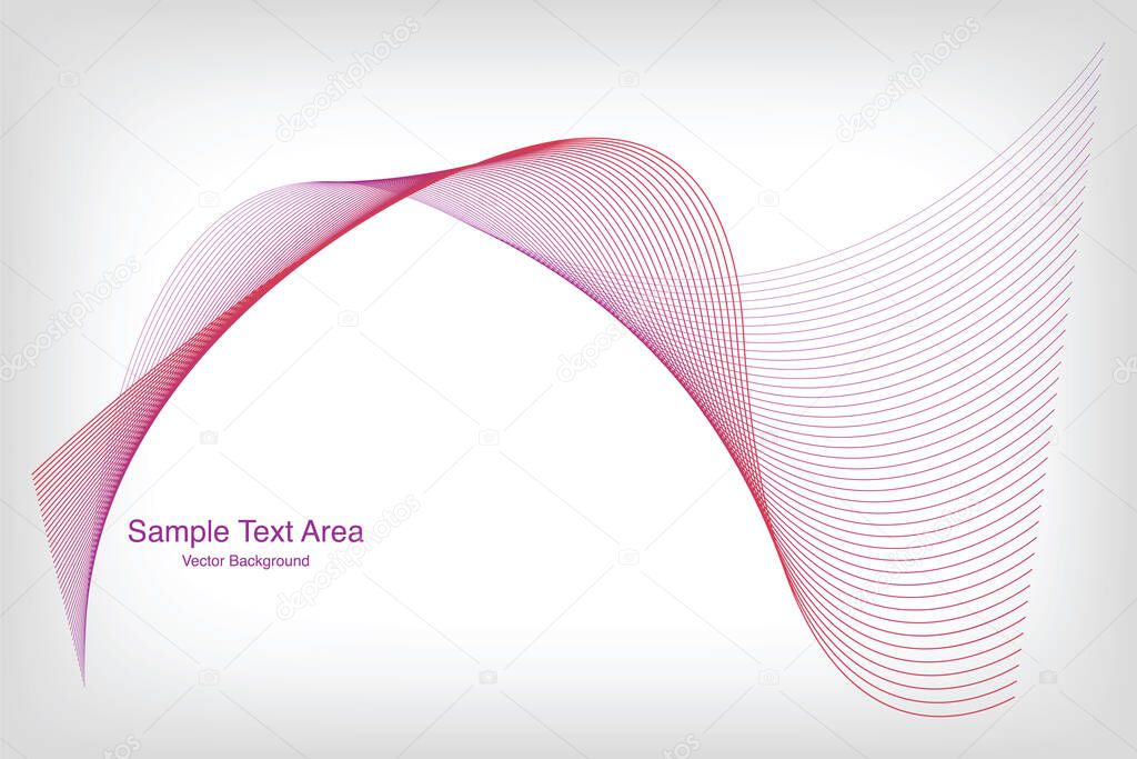 Abstract Modern Line, Wave Designed On White Background With Sample Text Area, Red And Purple