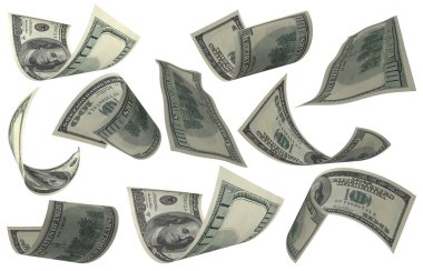 Dolar, Kağıt Para Seti, Amerikan Banknotu, Uçan Para, 3D Render