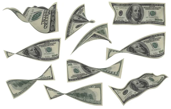 Dolar Zestaw Papierowych Pieniędzy Banknot Amerykański Latające Pieniądze Render — Zdjęcie stockowe