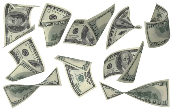 Dolar, Kağıt Para Seti, Amerikan Banknotu, Uçan Para, 3D Render