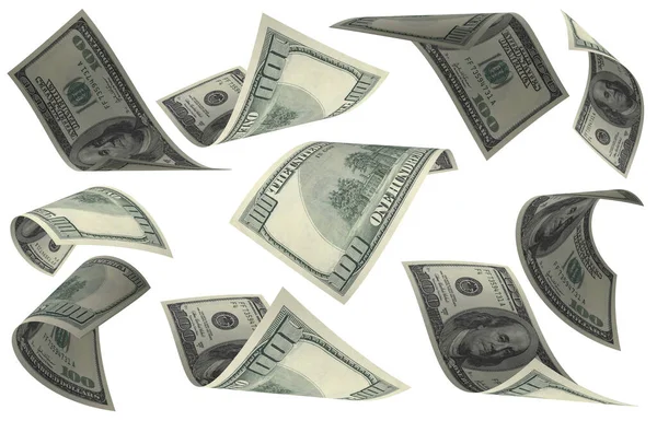 Dolar, Kağıt Para Seti, Amerikan Banknotu, Uçan Para, 3D Render