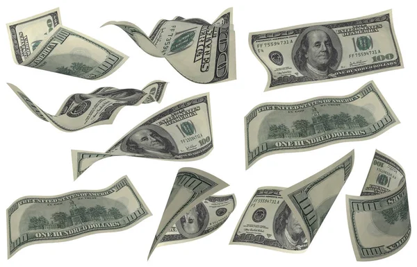 Δολάριο Σετ Χρημάτων Χαρτιού Αμερικάνικο Τραπεζογραμμάτιο Ιπτάμενο Χρήμα Render — Φωτογραφία Αρχείου