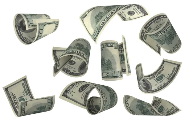 Dolar, Kağıt Para Seti, Amerikan Banknotu, Uçan Para, 3D Render