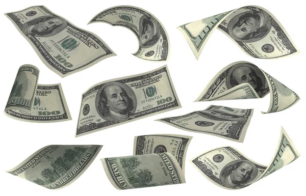 Dolar, Kağıt Para Seti, Amerikan Banknotu, Uçan Para, 3D Render