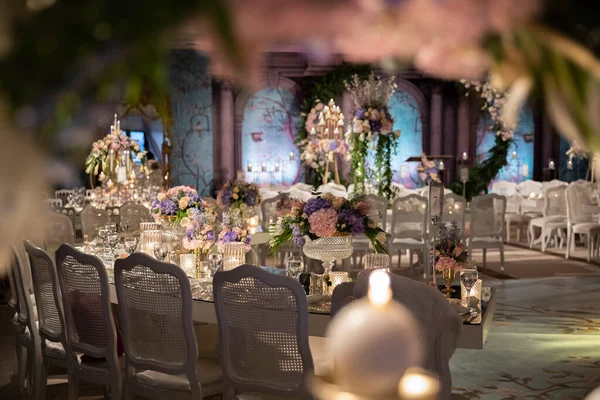 Hochzeitssaal Dekor Luxus Speisesaal Event Dekor — Stockfoto