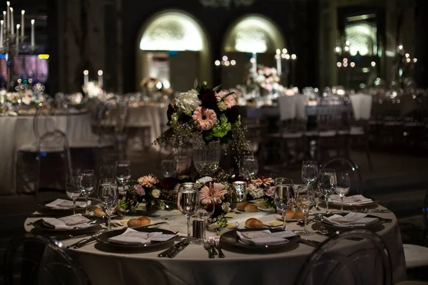 Hochzeitssaal Dekor Luxus Speisesaal Event Dekor — Stockfoto