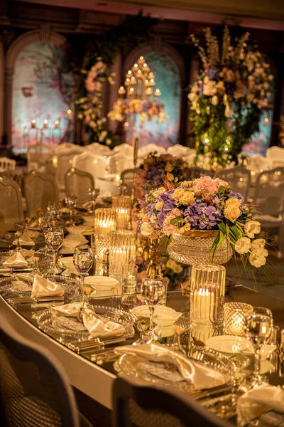 Hochzeitssaal Dekor Luxus Speisesaal Event Dekor — Stockfoto