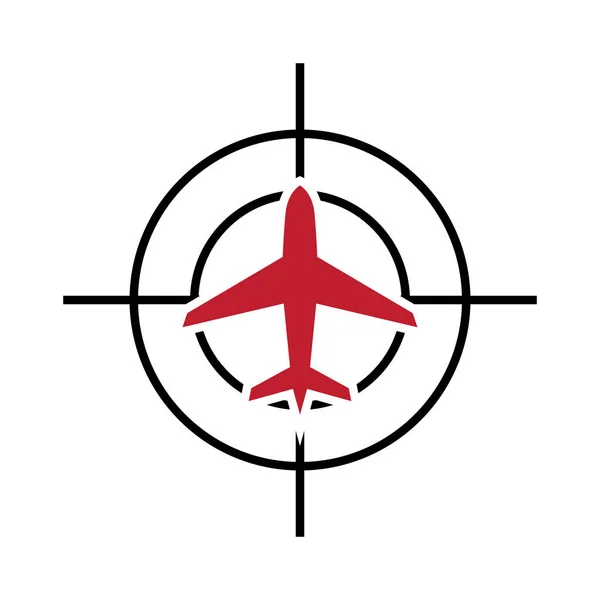Strike Gun Icon Design Apuntar Aviones Cañón Tiro Objetivo Diseño — Vector de stock
