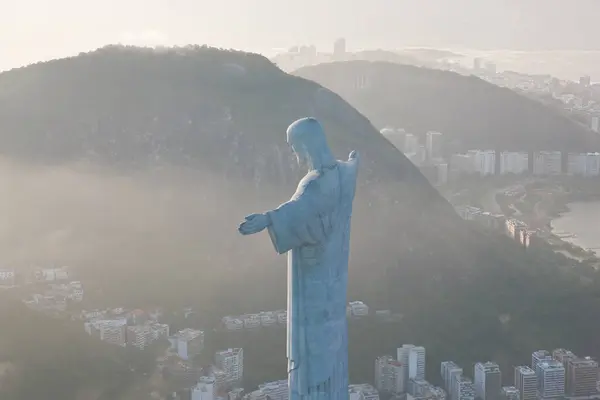 Brezilya Rio Janeiro Daki Corcovado Dağı Ndaki Heykelinin Görüntüsü — Stok fotoğraf