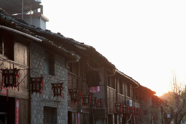 Exterior Village Houses Sunset — Stok fotoğraf