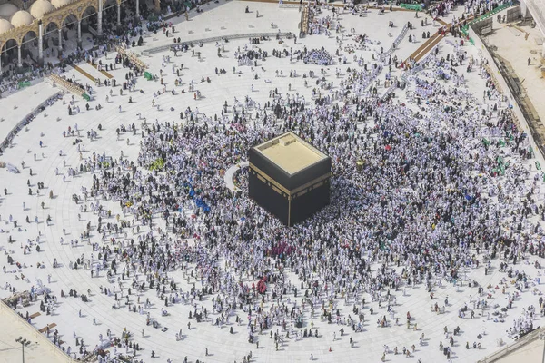 朝圣一年一度的伊斯兰朝圣之旅 前往沙特阿拉伯麦加 穆斯林最神圣的城市 空中景观 — 图库照片